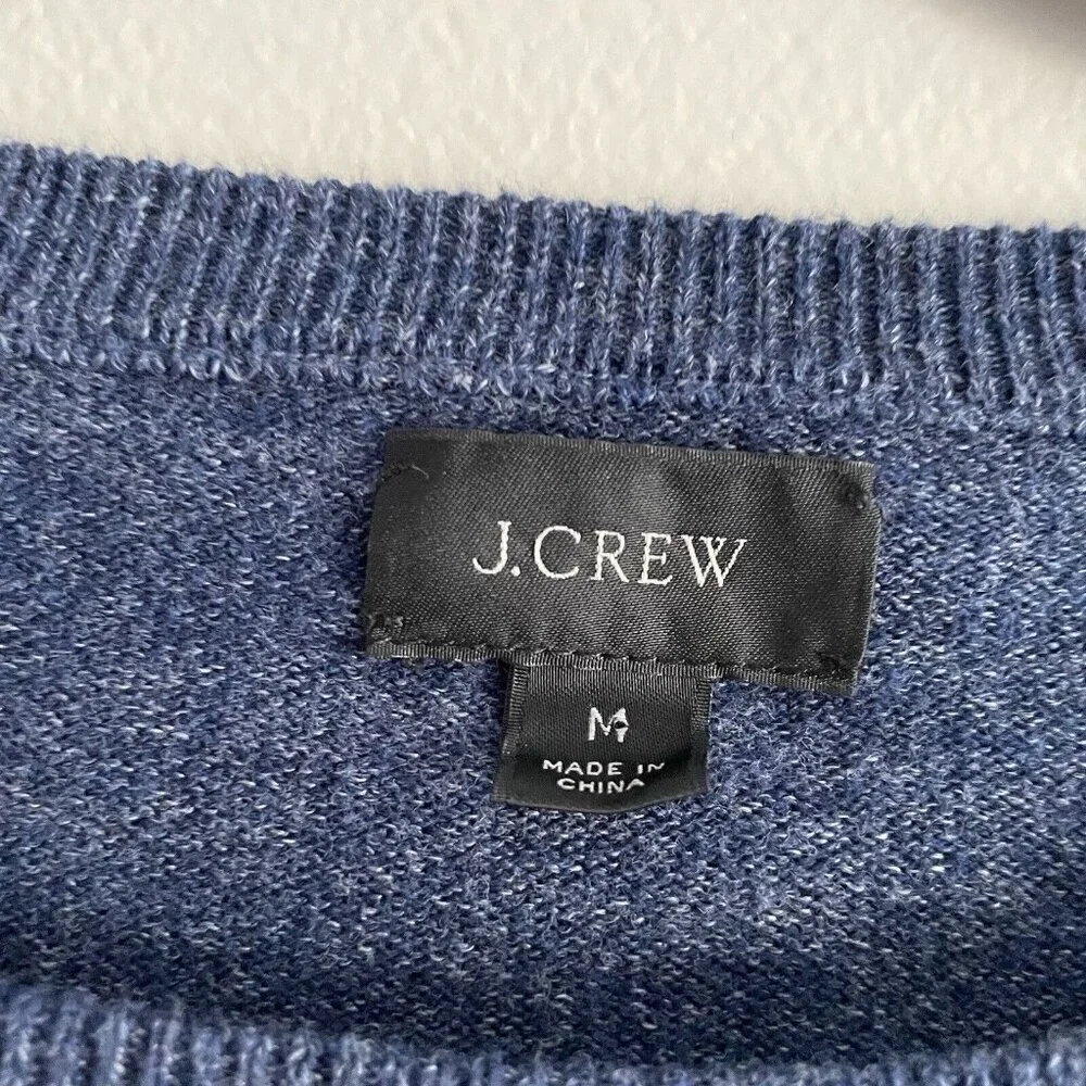 J.Crew Men M Blue Long Sleeve Lightweight Cotton Crewneck Pullover Sweater